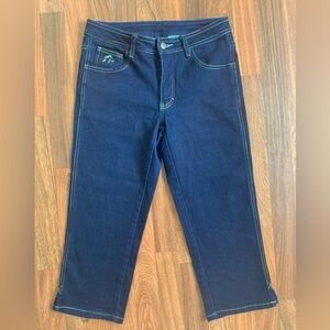 Jordache Horsehead Jeans VTG 80s Dark Blue Rainbow Thread Soft Fold Dark Sz 29